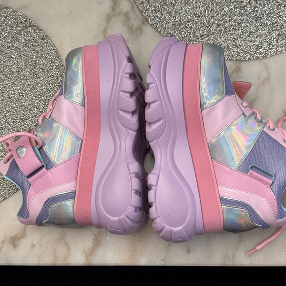 Sugar Thrillz Iridescent Pink Platform Sneakers - Picture 8 of 9